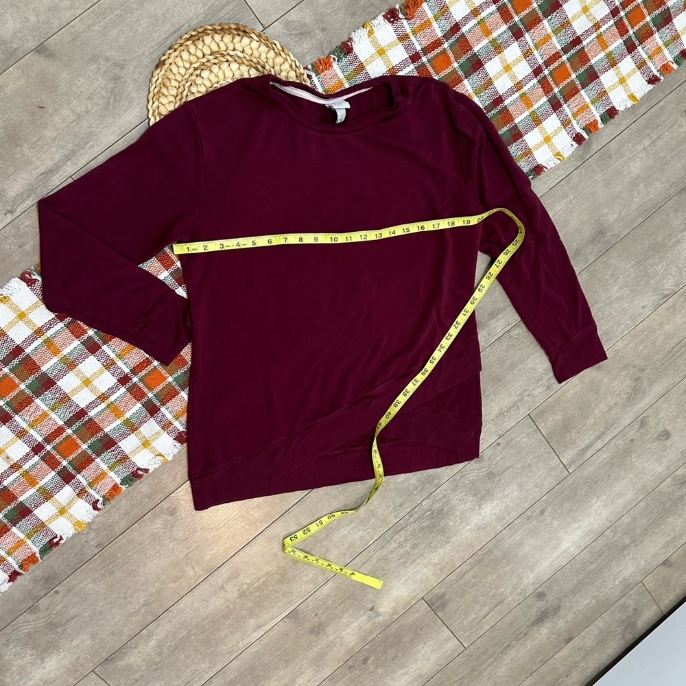 A New Day Women's Long Sleeve Cross-Front Pullover Sweatshirt Burgundy Sz Large - Picture 12 of 15